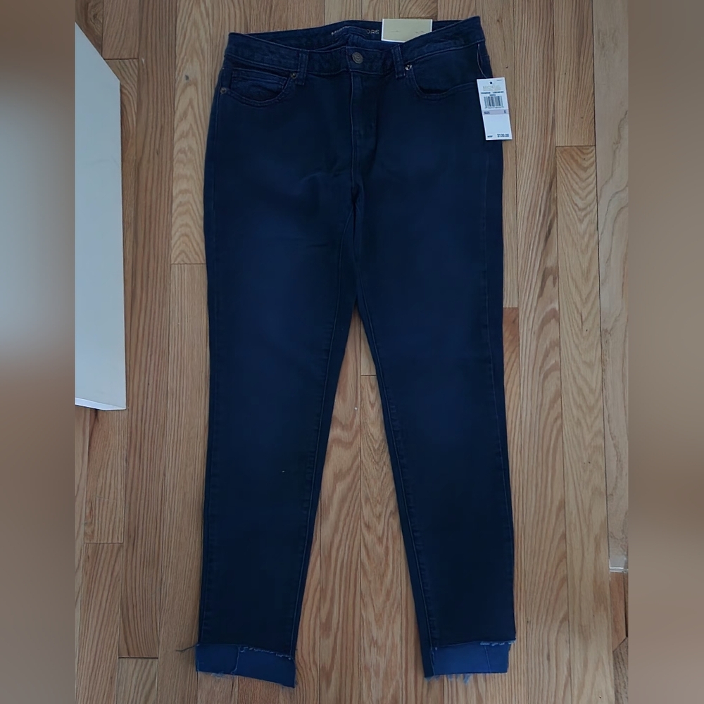 Michael Kors Dark IZZY Skinny Jeans 6 NWT Fray Hem